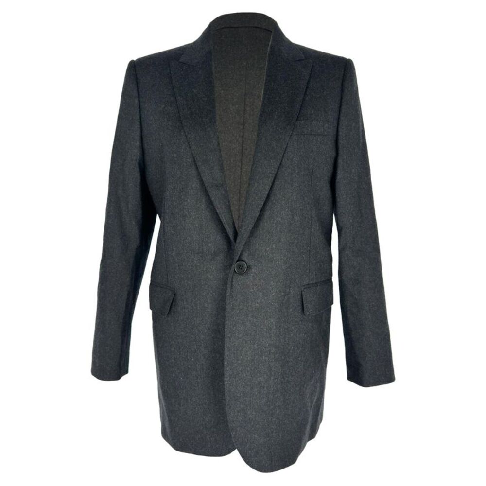 Celine Single-Breasted Structured Blazer in Black Wool